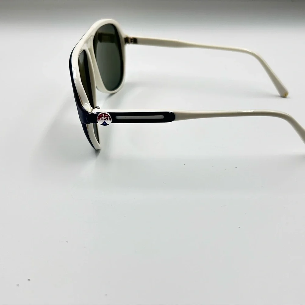 Vintage I Ski Sunglasses 70s Skybird Two Tone white Eyeglasses Japan SB8